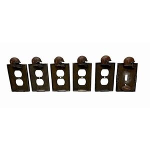 6 Football Helmet & Ball Wall Outlet Switch Plate Cover Brown Home Hobby Decor